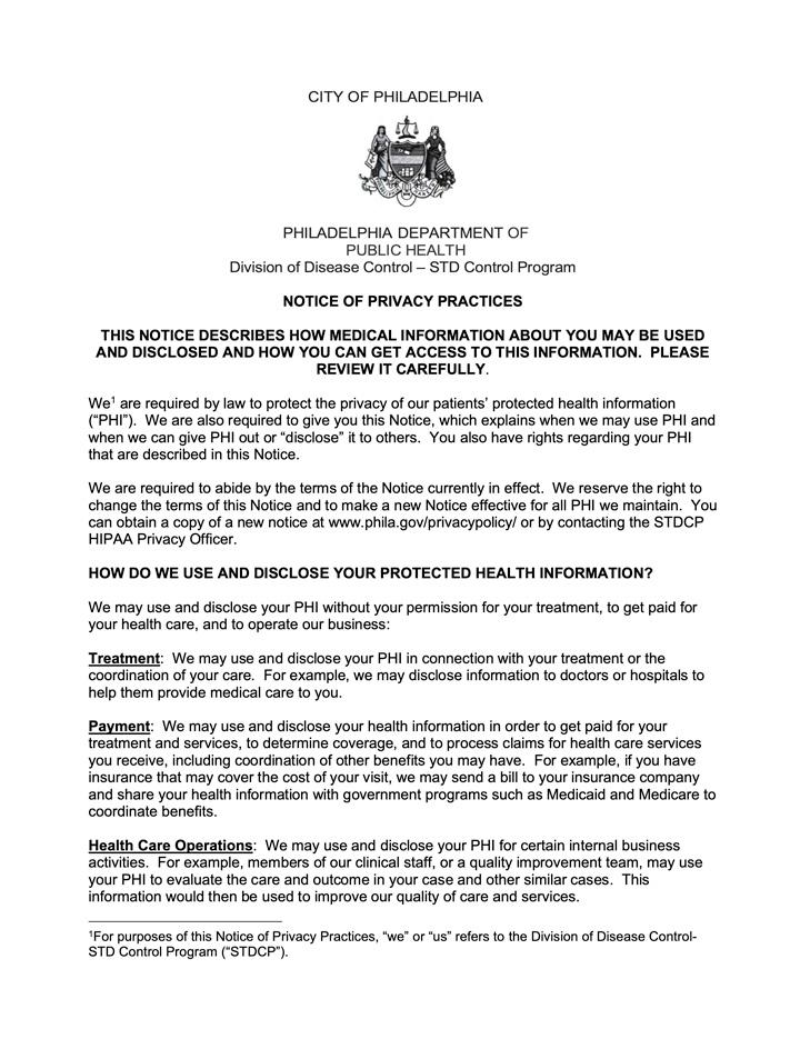 Notice of Privacy Practices – STD Control Program